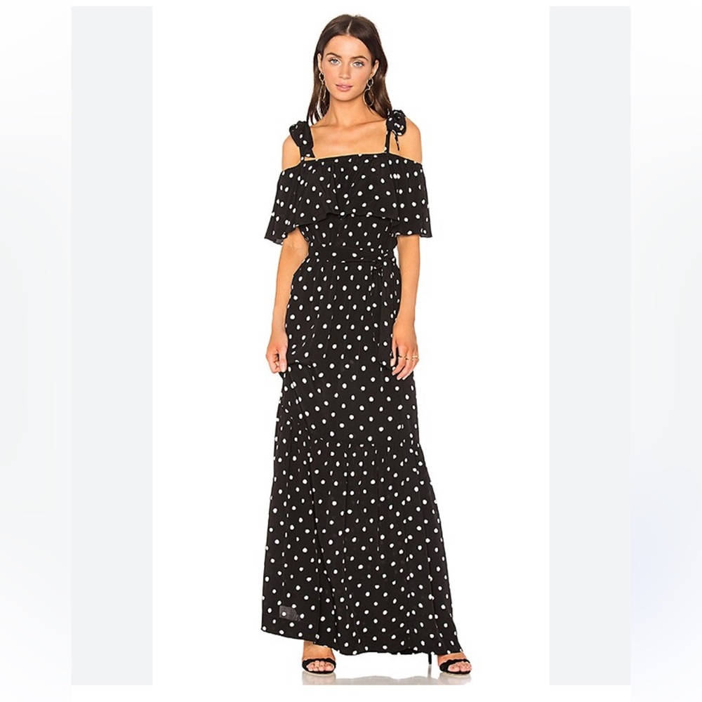 Chloe White Polka Dot Maxi Dress by SWF – Size S, Elegant & Chic